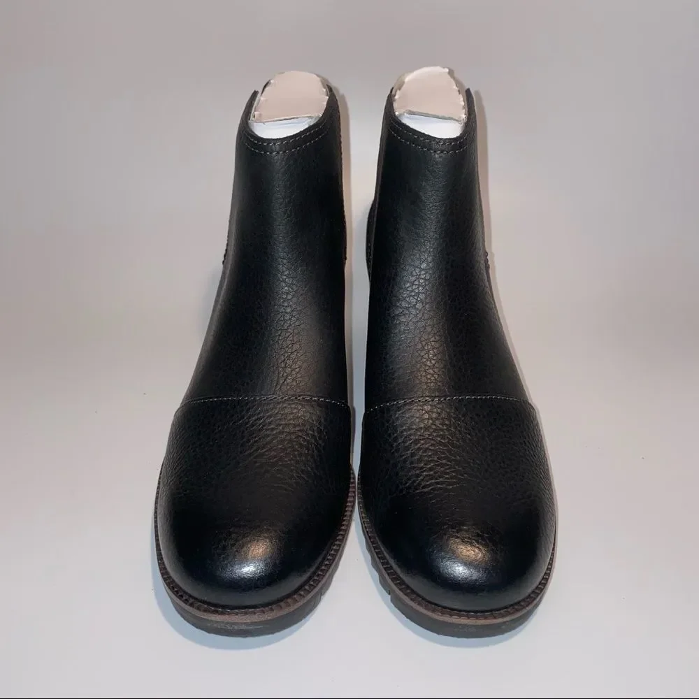 Sorel Cate Cut Out Ankle Boots Block Heel Black - Picture 2 of 5